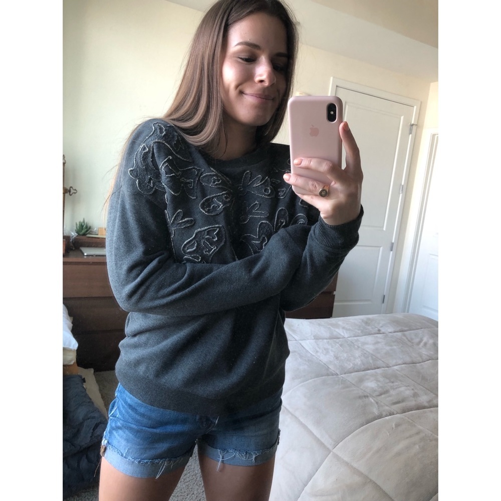 Banana Republic Gray Embroidered Sweatshirt